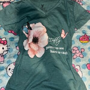 Xersion Teal Butterfly Graphic Kids T-Shirt